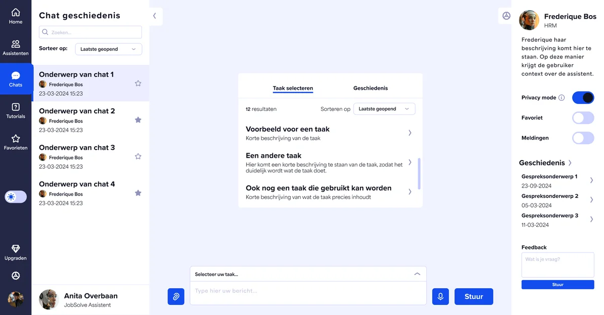 Jobsolve Chat scherm